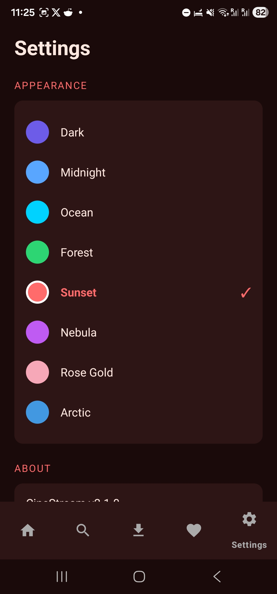 CineStream Settings - Theme Customization